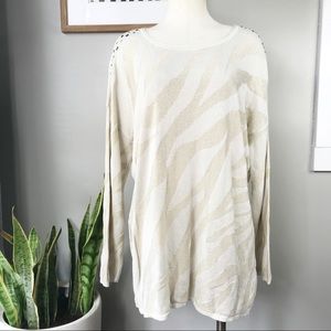 NWT Chico’s embellished Edison zebra top sz 2